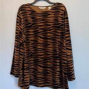 Bechamel Tiger Stripe Velour Tunic Top